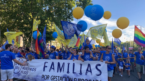 Familias por la gestación subrogada también participan en la manifestación del Orgullo 2019. /ESTEFANÍA ROSELLÓ