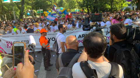 Cabecera de la manifestación del Orgullo LGTBI, bajo el lema "Mayores sin armarios". /ESTEFANÍA ROSELLÓ