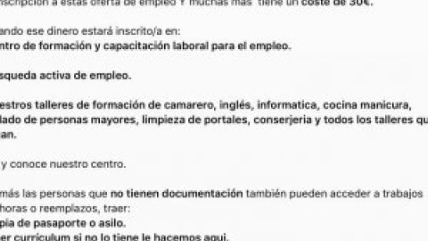 Una empresa cobra 30 euros por una entrevista a trabajadores sin papeles