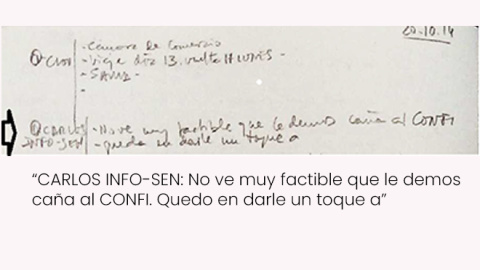 Extracto de las agendas de Villarejo que demuestra la relación previa con el periodista Carlos Mier