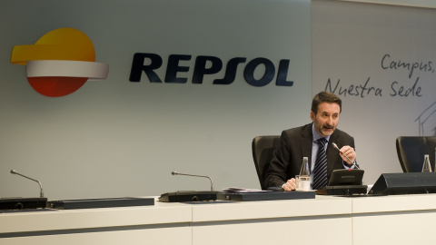 El consejero delegado de Repsol, Josu Jon Imaz, en la presentación del anterior plan estratégico de la petrolera.