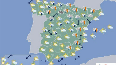 Mapa significativo facilitado por la Aemet válido para el 08/07/2019 de 12 a 24 horas. EFE