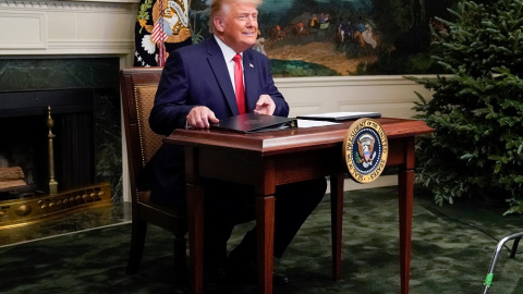 Donald Trump durante su discurso de Acción de Gracias.