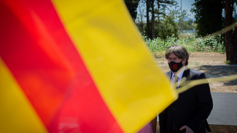 El expresident Carles Puigdemont; durante el acto de celebración de los 60 años de Òmnium Cultural, a 16 de julio de 2021, en Elna, (Francia).