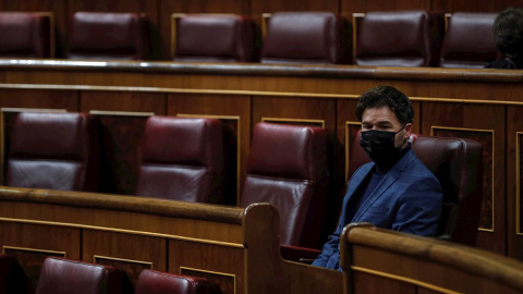 01/12/2020.- El portavoz de ERC, Gabriel Rufián, al inicio del debate del proyecto de Presupuestos de 2021 que continúa su tramitación de enmiendas en el Pleno del Congreso, toda vez que las cuentas tienen ya garantizadas 186 votos a favor, los último