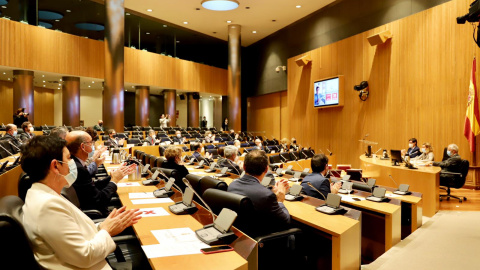 30/11/2020.- La portavoz de EH Bildu en el Congreso, Mertxe Aizpurua, participa en el acto de recuerdo a Ernest Lluch organizado por el Congreso. Grupo parlamentario EH Bildu