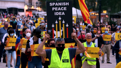 Commemoració del tercer aniversari de l'1-O a Tarragona, en una foto de l'1 d'octubre de 2020.