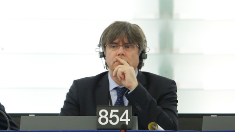 Carles Puigdemont durant la seva primera sessió al Parlament Europeu com a eurodiputat. CCMA