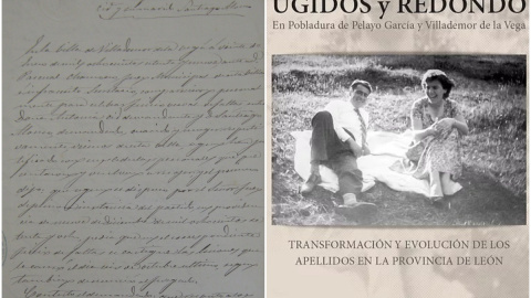 Proceso judicial contra el marido de Antonia Cid y portada de 'Genealogía Ugidos y Redondo'.