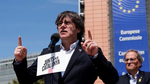 24/05/2019 - El expresidente catalán y candidato al Parlamento Europeo por JxCat, Carles Puigdemont, en una rueda de prensa este viernes en Bruselas, Bélgica | EFE/ Horst Wagner