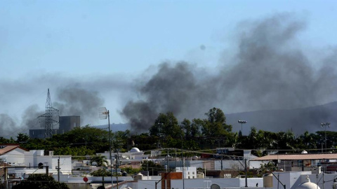 6/1/23 Imagen de Culiacán con el humo provocado por los enfrentamientos de fuerzas federales con grupos armados, tras la detención de Ovidio Guzmán.