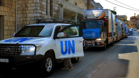 Convoy de ayuda humanitaria de la ONU en Líbano.