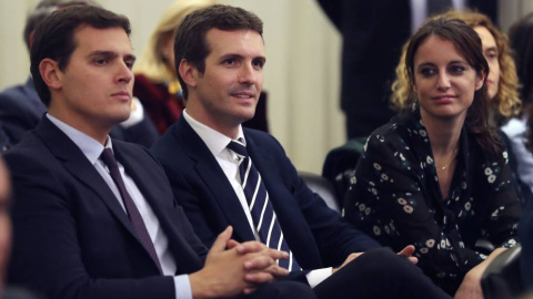 El líder de Ciudadanos, Albert Rivera, y el nuevo presidente del PP, Pablo Casado / Imagen de archivo - EFE