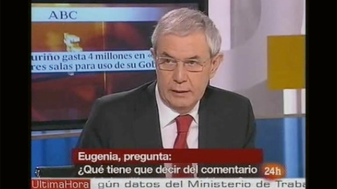 9/1/23 Arriba y abajo, fotogramas de la entrevista a Emilio Pérez Touriño en 'Los desayunos de TVE' en 2009.