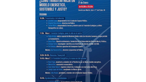 Cartel de la jornada de debate '¿Cómo transitar hacia un modelo energético sostenible y justo?'