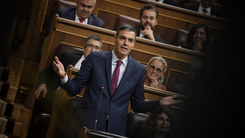 Pedro Sánchez, el pasado miércoles en el Congreso de los Diputados durante la sesión de control al Gobierno.