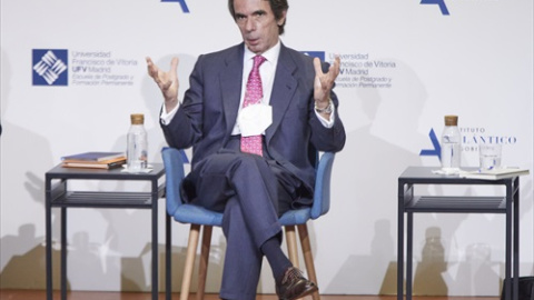 El expresidente del Gobierno y presidente del IADG, José María Aznar durante la segunda sesión de ‘España, Constitución, Libertad. 1996-2004’ a 9 de marzo de 2021.