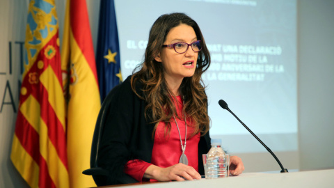 La vicepresidenta i portaveu de la Generalitat Valenciana Mónica Oltra durant una roda de premsa posterior al ple del Consell.