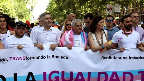 El ministro del Interior, Fernando Grande-Marlaska, participa en la manifestación del Orgullo que esta tarde parte desde la glorieta de Atocha de Madrid. EFE