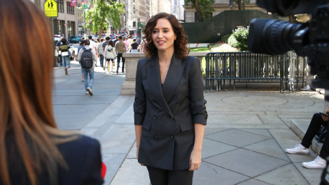 La presidenta de la Comunidad de Madrid, Isabel Díaz Ayuso, en Nueva York durante su viaje a EEUU.