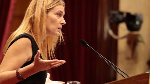 La presidenta d'En Comú Podem, Jéssica Albiach, en el debat de política general.