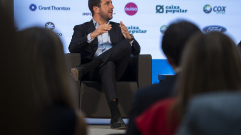 El presidente de Cox Energy, Enrique Riquelme, durante un encuentro informativo en el Palau de les Comunicacions de Valencia. E.P./Jorge Gil