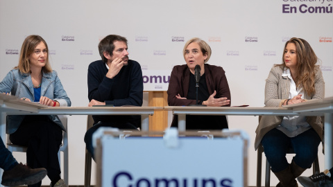 Imagen de archivo de Jéssica Albiach, Ernest Urtasun, Ada Colau y Candela López, durante una reunión ejecutiva de Catalunya en Comú, en Barcelona, Catalunya (España)