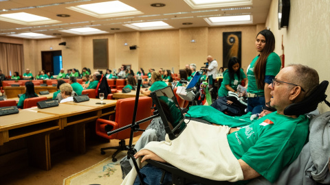 Asociaciones por el ELA observan una sesión plenaria en la que se debate la Ley ELA, en el Congreso de los Diputados, a 10 de octubre de 2024.