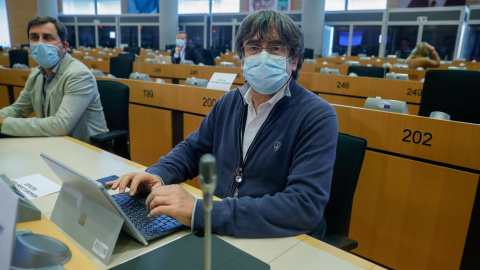 Carles Puigdemont en el Parlamento Europeo este 27 de septiembre de 2021.