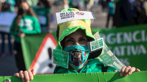 Manifestación de la marea verde con el lema 'Vacunemos la Educación Pública, menos ratio, más recursos, más centros públicos' que el pasado 17 de abril recorrió las calles de Madrid .