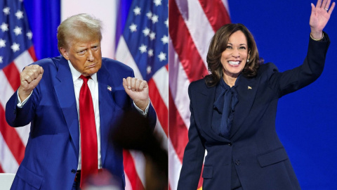 Donald Trump (izquierda) y Kamala Harris (derecha), principales candidatos a las elecciones presidenciales de 2024.