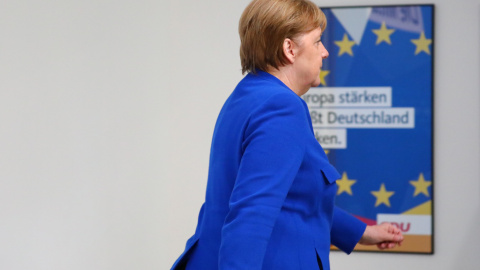 La canciller alemana, Angela Merkel, tras su rueda de prensa de Berlín. /REUTERS