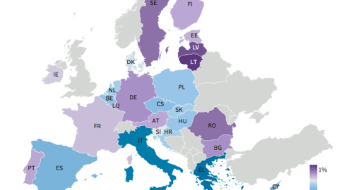 Mapa brecha de género en el empleo en la UE