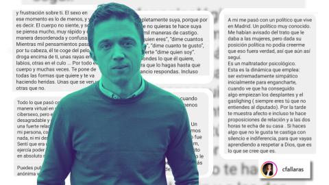 Montaje con diferentes imágenes de mensajes y un retrato de Errejón