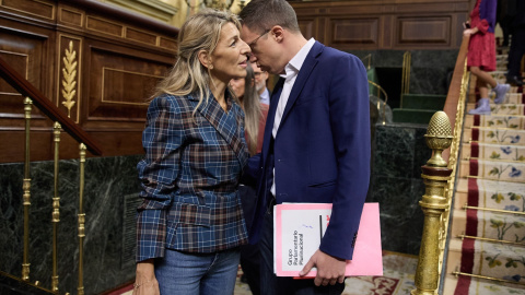 La líder de Sumar, Yolanda Díaz, junto al ahora exportavoz del partido, Íñigo Errejón.