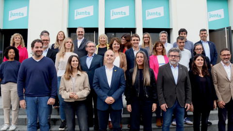 Fotografia de la candidatura encapçalada per Carles Puigdemont i Jordi Turull.