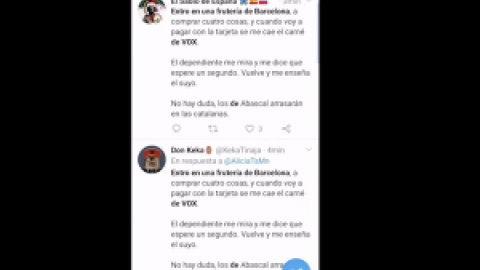 Entran los de Vox en una frutería de Barcelona... y se les cae el carnet de bot