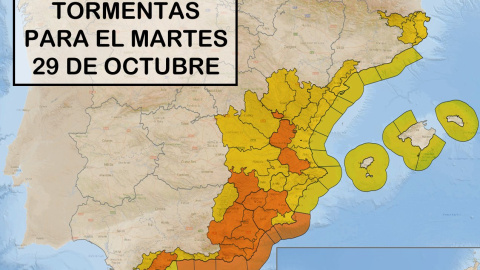 Imagen del aviso de lluvias que la AEMET ha publicado en su X