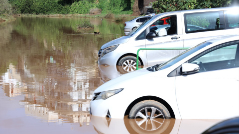 Inundaciones en Porto Cristo como consecuencias de las lluvias, en Porto Cristo, Manacor, Mallorca, Baleares (España).