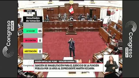 El Congreso de Perú aprueba inhabilitar a Vizcarra para ejercer cargos públicos durante 10 años