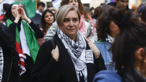 La exalcaldesa de Barcelona Ada Colau, durante una manifestación contra el genocidio en Gaza.