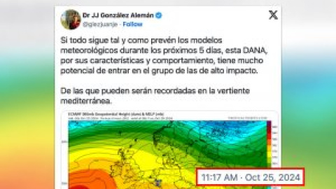 Un meteorólogo de AEMET avisó hace cinco días del potencial de esta DANA y los negacionistas se burlaron de su predicción