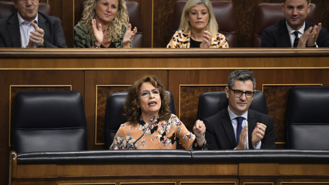 María Jesús Montero y Félix Bolaños, en el Congreso el pasado miércoles.