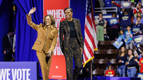 Michelle Obama y Kamala Harris mitin