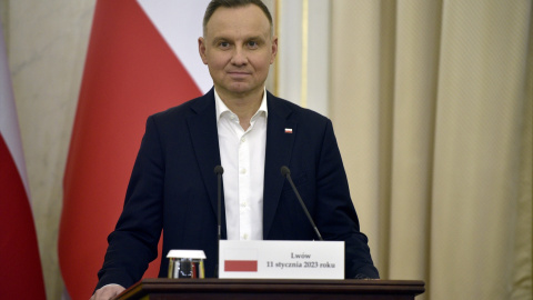 El presidente de Polonia, Andrzej Duda, durante una rueda de prensa, a 11 de enero de 2023.