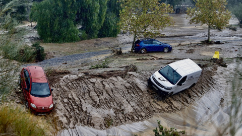 Coches destrozados tras el paso del la Dana. A 30 de octubre de 2024, en Málaga, Andalucía (España).