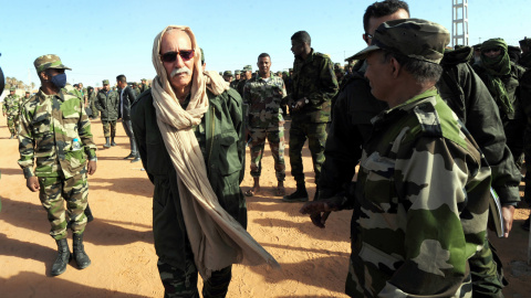 El secretario general del Frente Polisario y presidente de la República Saharaui, Brahim Ghali, a su llegada al Congreso de la formación en el capo de refugiados de Dakhla, en Argelia. EFE/EPA/STR