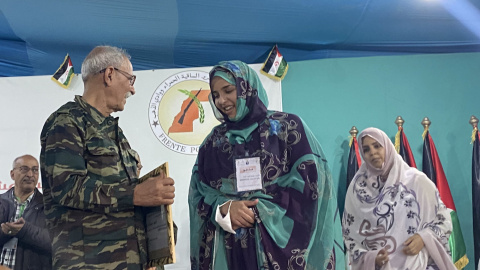 El secretario general del Frente Polisario y presidente de la República Saharaui, Brahim Gali, en la inauguración del XVI congreso de la formación en el campamento de refugiados de Dajla (Argelia). EFE/Mahfud Mohamed Lamin Bechri