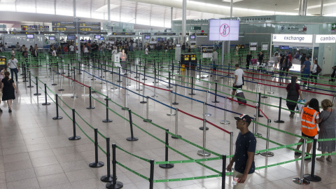 El Aeropuerto de El Prat durante su tercera jornada de huelga indefinida el pasado 16 de agosto. EFE