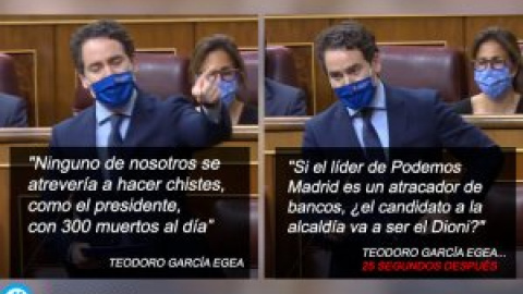 Egea acusa a Sánchez de hacer chistes con "300 muertos al día" y 25 segundos después... hace un chiste